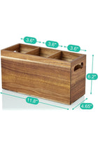 Acacia Wood Utensil Holder For Countertop, Large 3-Compartment Cooking Tool Organizer With Removable Divider, Rustic Style For Kitchen Décor