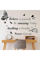 Inspirational Wall Stickers, Quotes Letter Wall Art Stickers, Motivational Removable Wall Decor, Positive Word Butterfly Decals, Peel and Stick, Removable Stickers, for Bedroom Living Room Office