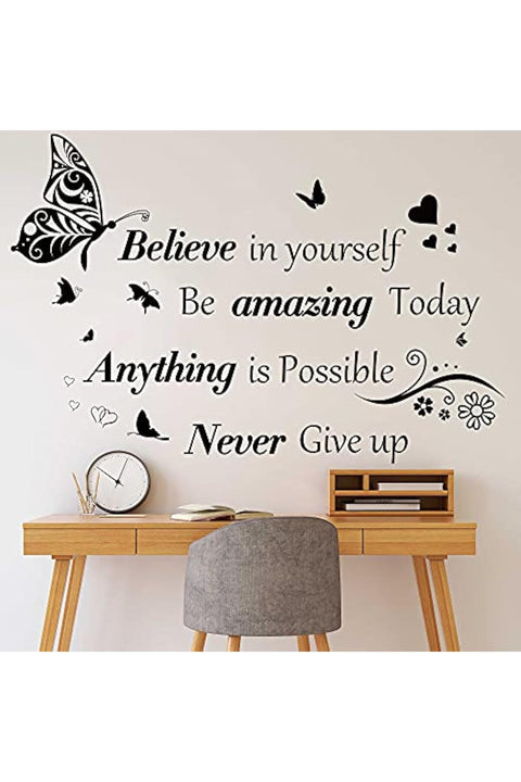 Inspirational Wall Stickers, Quotes Letter Wall Art Stickers, Motivational Removable Wall Decor, Positive Word Butterfly Decals, Peel and Stick, Removable Stickers, for Bedroom Living Room Office