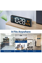 Plastic Digital Wall Clock Large Display, 16.2 Inch Large Wall Clocks, Led Digital Clock With Remote Control/Automatic Brightness Dimmer Big Clock With Date Week Temperature (Orange)