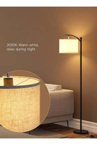Modern Retro Atmosphere Standing Floor Lamp LED Three-Color Adjustable Hanging Linen Lampshade