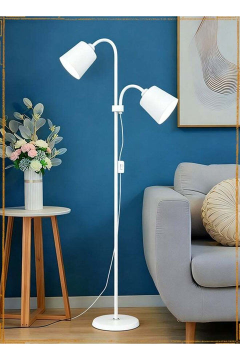 LED Floor Lamp with Double Lights, Vertical Ground Lamp With Adjustable Reading Light, Standing Light for Living Room, Bedroom, Office