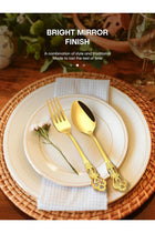 10 Pcs Retro Gold Silverware Set, Stainless Steel Cutlery Set for 2, Mirror Polished Forks Spoons Knives, Dishwasher Safe Flatware, Elegant Tableware for Home, Party, Wedding Use