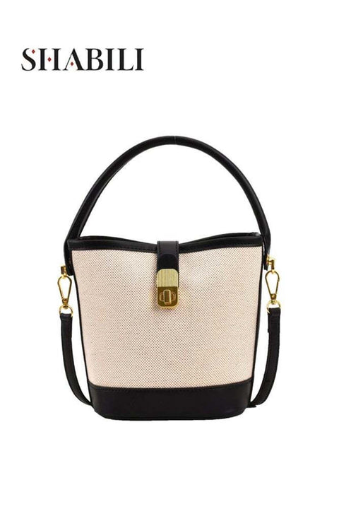 Women's Bucket Crossbody Bag for Office Shopping Travel, PU Material with Twist-Lock and Adjustable Strap