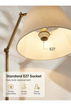 LIGHTING Modern Fabric Floor Lamp, Gold Iron Body with Marble Base, Adjustable Angle, E27 Bulb Included