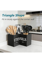 Extra Large Kitchen Utensils Holder with 3 Compartments, Corner Utensil Caddy for Countertop