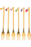 6 Pcs Stainless Steel Fork Spoon, Dessert Forks Cute Decorative Fruit Small Metal Cake Forks, Table Set (Gold)