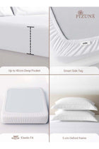 Pure Combed Cotton Single Bed Fitted Sheet 90x200 cm, White, 400 Thread Count Cool Luxury Soft 100% Long Staple Cotton Sateen Weave