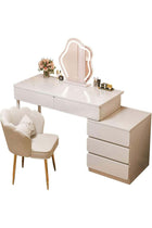 CityRiya-Long Bedroom Dresser Table, Dressing Table, 100cm Makeup Table with 5 Drawers and Shelf, Vanity Table, Modern Vanity Desk, White Bedroom Bedside Table for Girls Women