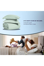 Royale 100% Cotton Double Duvet Cover Set 200x200 cm Sea Foam, 1000 Thread Count Thick Exquisite Long Staple Cotton Sateen Weave Quilt Cover Set with 2 Pillowcases (Sea Foam Bedding Set)
