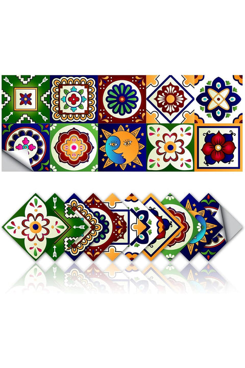 20Pcs Vintage Tile Stickers Wall Decor Bathroom Kitchen Wall Sticker Waterproof Decals Stickers - Peel and Stick Tile Stickers for Home Decor Decal Vinyl Home Tile Decor DIY Kitchen Bathroom