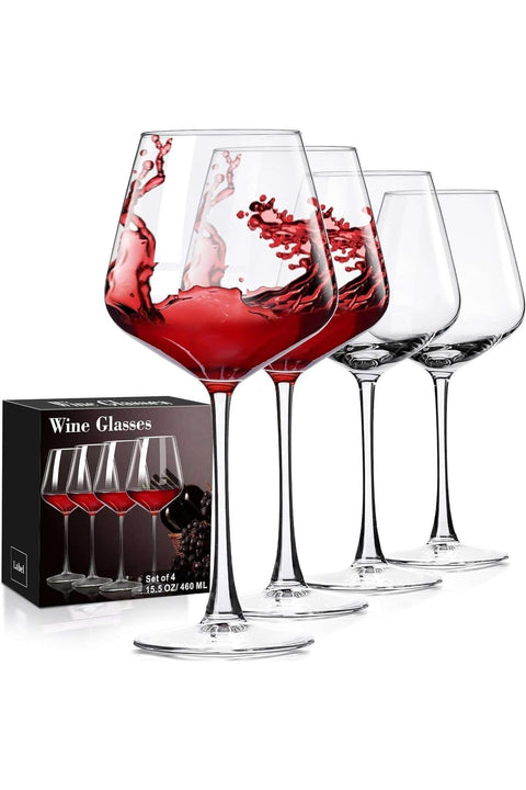 Hand-Blown Wine Glasses Set, Burgundy White Wine Glasses and Red Wine Glasses, 470 ml Wine Glasses for Women, Men, Wedding and Birthday (4)
