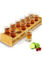 Shot Glasses Set 12pcs 30ml/1oz Shot Glass Tray Holder Organizer Straight Thick Base Clear Whiskey Tequila