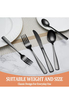 20 Pcs Black Silverware Set, Food-Grade Stainless Steel Flatware Set for 4, Square Cutlery Set