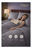 3-Piece Striped Microfiber Flat Bed Sheet Set, Queen/King, 220x240cm, 2 Pillowcases, Grey