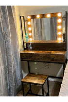 Dressing Table Vanity Style with Lighted Mirror Brown