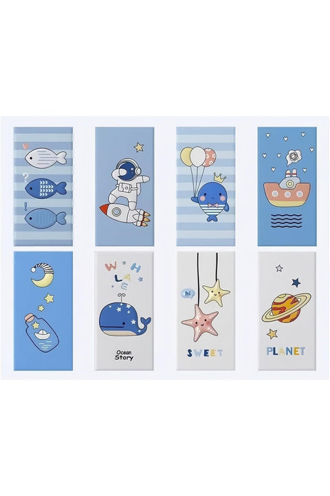 3D Anti-Collision Wall Stickers, 8PCS Space Theme Kids Room Decor, Waterproof Leather Self-Adhesive Panels for Bedroom, Playroom & Living Room(Blue)