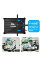 Dish Drying Rack, 2 Tier Dish Racks for Kitchen Counter, Stainless Steel Kitchen Dish Drying stand,Detachable Capacity Dish Drainer Organizer with Utensil Holder, Drain Board,Black