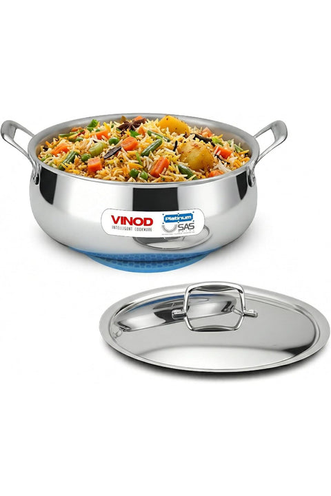 Platinum Chef’s Lagan Pot 24 cm - 5 Litre | Triply Stainless Steel Biryani Pot Heavy Bottom | Shallow Lagan Handi
