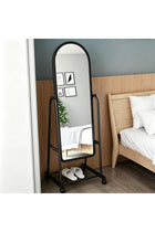 160cm Full Length Mirror,Standing/Wall-Mounted Full Body Mirror,3mm HD Nano Glass,Aluminum Alloy Thin Frame,Floor Mirror with Stand for Bedroom Living Room (JZ-A3113-Black)