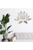3D Acrylic Mirror Wall Sticker, Lotus Flower Decal, Self Adhesive Removable Wall Art for Home Bedroom Living Room Bathroom, Eco-Friendly Decor, Modern Floral Design, Silver, 13.7 x 9.8 inches