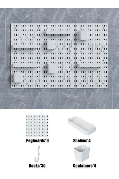 CozyNest Pegboard Wall Organizer Kit, Wall Shelf Storage Display Rack, 6 Pack Modular Hanging for Wall Organizer, Hanging Pegboard DIY Decoration for Home & Office, Wall Organizer for Home Office, Whi