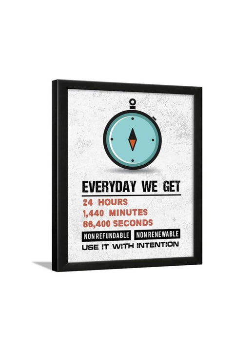 Every Day We Get24 Hours1,440 Minutes86,400 Seconds Non-Refundable Non Renewable Use It With Intention - Motivational Quotes Frames For Office, Home, Student – (14 X 11 Inches)