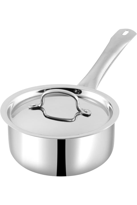 PLATINUM TRIPLY STAINLESS STEEL SAUCEPAN WITH LID - 1.2 LITRES (14 CM), VTS014, INDUCTION & GAS FRIENDLY