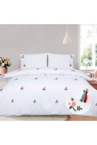 Chlophy Pink Floral Duvet Cover Set Double Bed White Embroidered Flower Girls Luxury Bedding 3Pcs