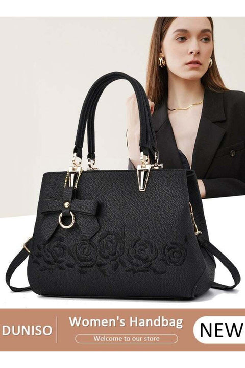 Women's Fashion Handbag Faux Leather Crossbody Bag For Women Large Capacity Bow Trim Tote Bags