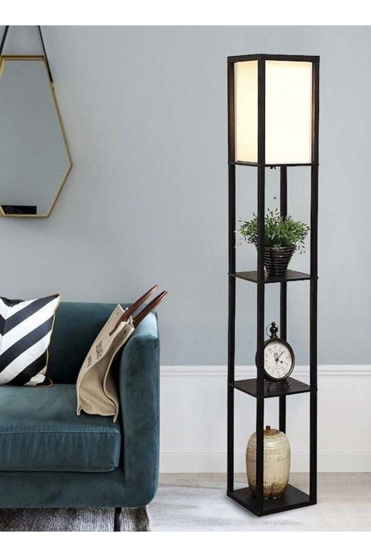 Household Luxury Design Floor Lamp with Multiple Storage Shelves for Living Room Bedroom Offices 26 x 26 x 159.5 CM