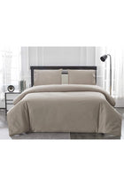 Cotton Duvet Cover Set Zippered Closure Including Pillowcases Twin, Light Brown, Coverset Zippered