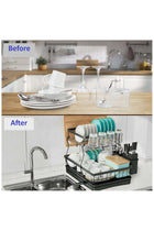 Dish Drying Rack for Kitchen Counter, 2 Tier Dish Rack, Stainless Steel Kitchen Dish Drying stand,Detachable Capacity Dish Drainer Organizer with Drain Board, Utensils Holder