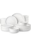 24-Piece Modern Porcelain Dinnerware Set for 6, White, Series LUNA