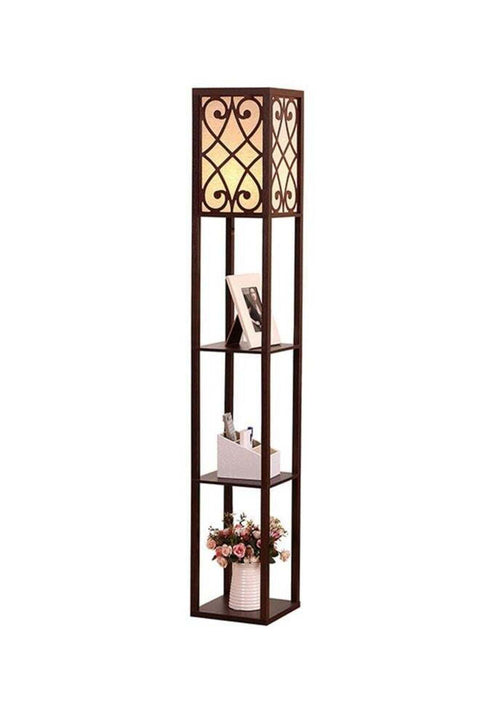 Nordic Modern Bedroom Linen Cover Standing Floor Vertical Lamp With 9W Bulb With Shelves