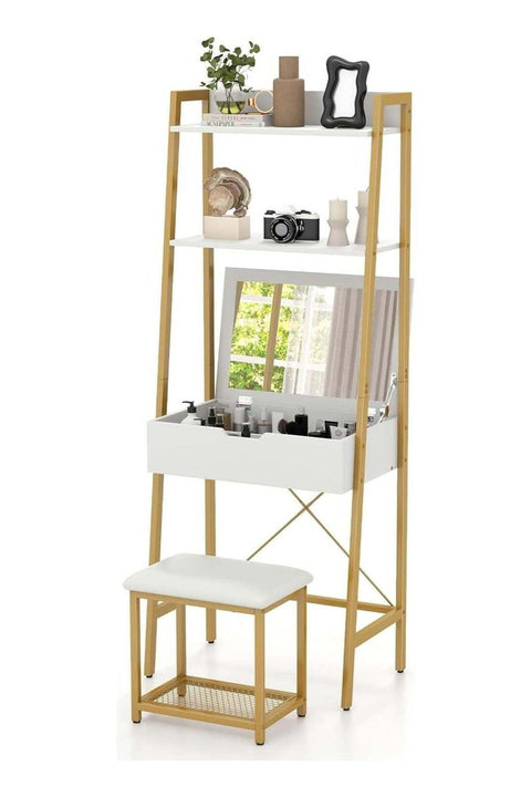 Vanity Desk Set with Stool Makeup Vanity Table with Mirror Small Makeup Vanity Dressing Table for Small Spaces Makeup Dressing Table Set for Bedroom