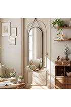 VooBang 40 x 120 cm oval wall mirror, bathroom mirror, decorative mirror suitable for bathrooms, living rooms and hallways, Gold