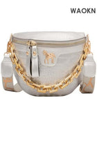 Thick Chain Women's Fanny Pack Plaid leather Waist Bag Shoulder Crossbody Chest Bags Luxury Designer Handbags Female Belt Bag