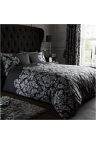 Damask Bedding Double Bed Set - Flower Duvet Cover - Comforter Covers With Pillow Cases - Black
