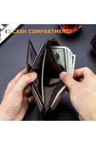 Large Capacity Genuine Leather Bifold Wallet/ Holder for Men with 15 Card Slots QB-027