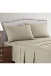 3-Piece Queen Bed Sheet Set – 100% Cotton Sateen Stripe Patterned – Stone