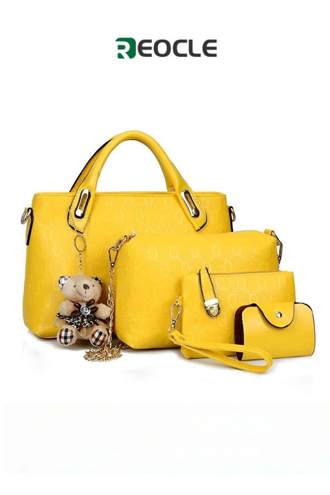 Women's 3 Pcs Handbags Set Top Handle Shoulder Crossbody Bag Handle Satchel Hobo Handbag Set Large Tote & Purse & Shoulder Bag & Card Holder Tote Bag