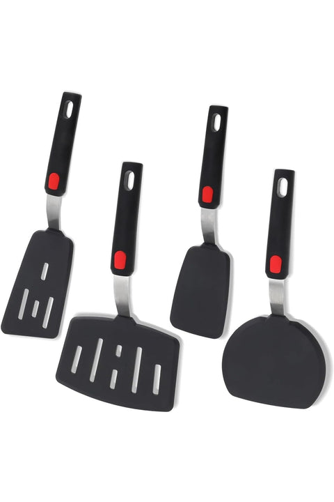 Silicone Spatula Turner, 4-Pack, 600°F Heat Resistant, for Nonstick Cookware, BPA Free