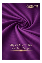 3‑Piece Striped Microfiber Flat Bed Sheet Set, suitable for Queen and King sizes, 220x240cm – Soft Breathable Flat Sheet with 2 Pillowcases 50x70cm, Purple Microfiber Purple 220x240cm