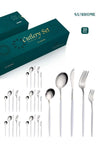 30-Piece Stainless Steel Cutlery Set Kitchen Utensil Set White/Silver