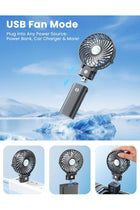 5200mAh Portable Handheld Fan Rechargeable - 3 Speeds Foldable Personal Cooling, 2-IN-1 Hand Held Fan Battery Operated, 20H Runtime for Travel/Summer/Concerts/Women (Black)
