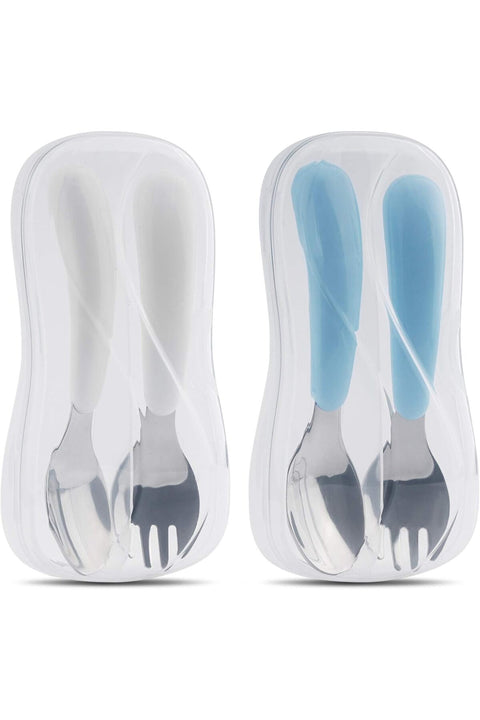 Toddler Utensils, 2 Set Stainless Steel Baby Fork and Spoon Silverware Set with Travel Cases