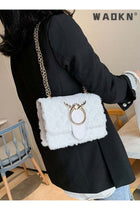 Women's New Fashionable Shoulder Bag, Ladiesversatile Chain Bag, Lamb Plush Crossbody Bag Side Bag Sling Bag, Textured Hardware Commuting Carrying Bag Handbag Tote Bag