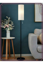 Floor Lamp for Living Room, Stand Up Lamp with Foot Switch & Linen Lampshade, Aesthetic Floor Lamps
