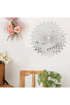 Sun Mirror Wall Decor Acrylic 3D Sunflower Wall Art Decor Self-Adhesive DIY Acrylic Wall Mirror Decals for Home Decor Ash